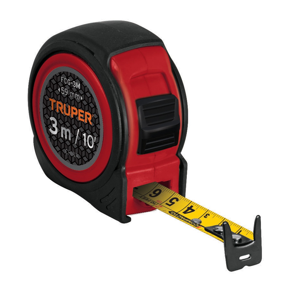 TRUPER FLEXÓMETRO COMPACTO CON GRIP,3 M, CINTA 5/8 FCG-3M