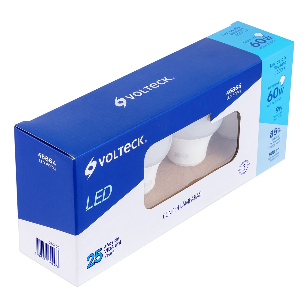 VOLTECH LAMPARA LED LED-60FX4 9WVOLTECK LUZ D/DIA 4PZ A19 E2