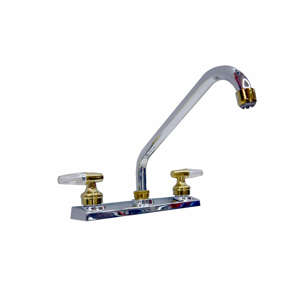 AQUAFLOW MEZCLADORA AQF-0643 P/FREGADERO CROMO/ORO CRYSTAL