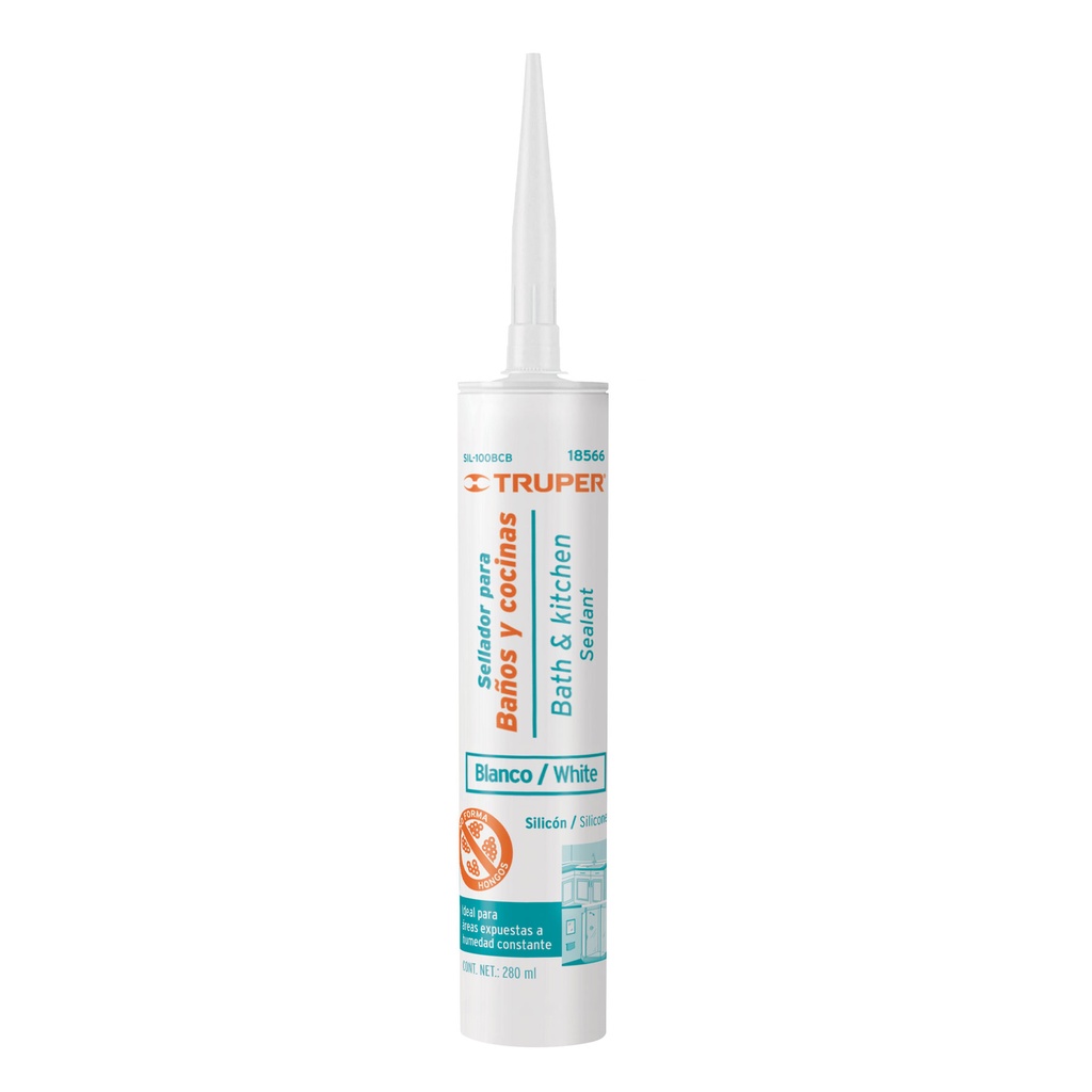 TRUPER SILICON 100 PARA BAÑOS Y COCINA BLANCO SIL-100BCB