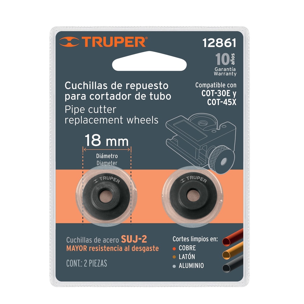 TRUPER REPUESTO CUCHILLAS CORTADOR TUBO COT-45X/30E REP-COT-