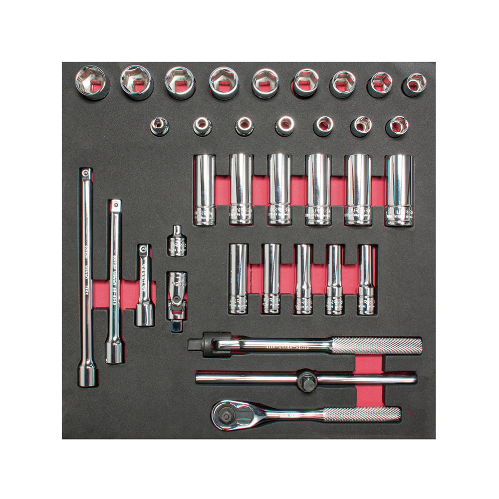 URREA JGO DADOS Y ACCES 3/8"  35PZ METRICOS CH202