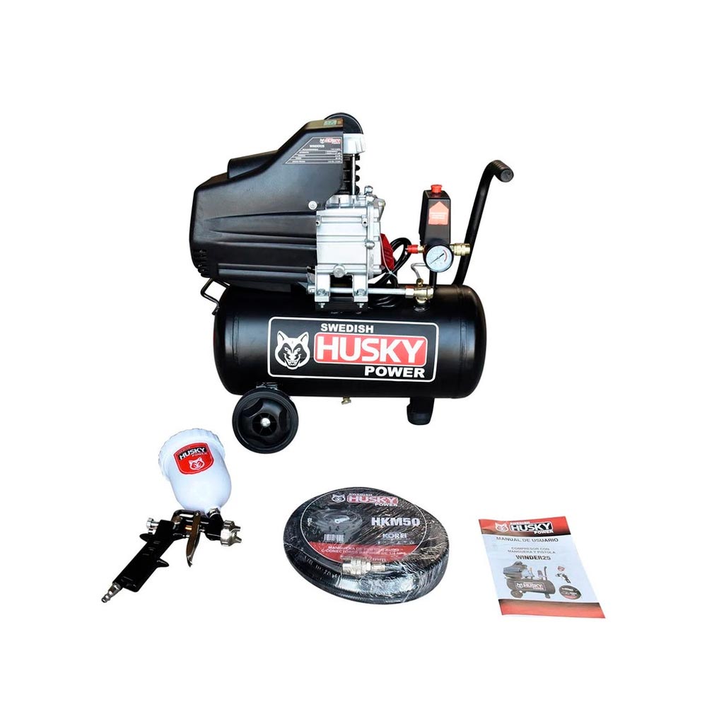 HUSKY PAQ COMPRESOR 2.5HP     25LT+PISTOLA+ MANGUERA
