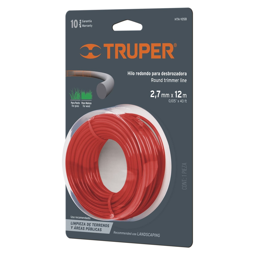 TRUPER HILO P/DESBROZADORA    2.7MMX12MT ROJO REDONDO