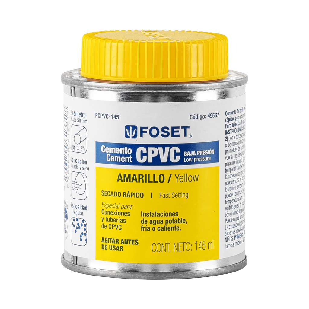 FOSET PEGAMENTO P/CPVC LATA   145ML PCPVC-145