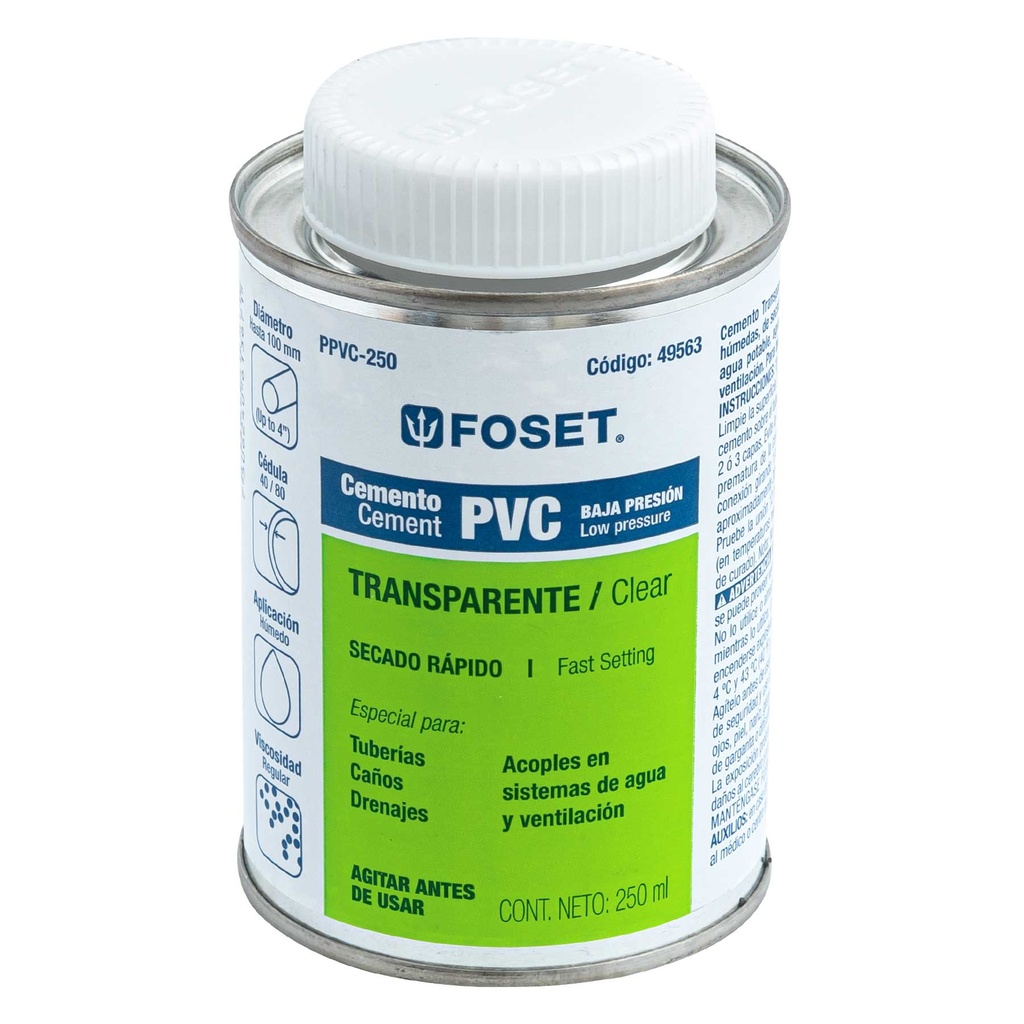 FOSET PPVC-250 PEGAMENTO PARA PVC  BOTE 250 ML 49563