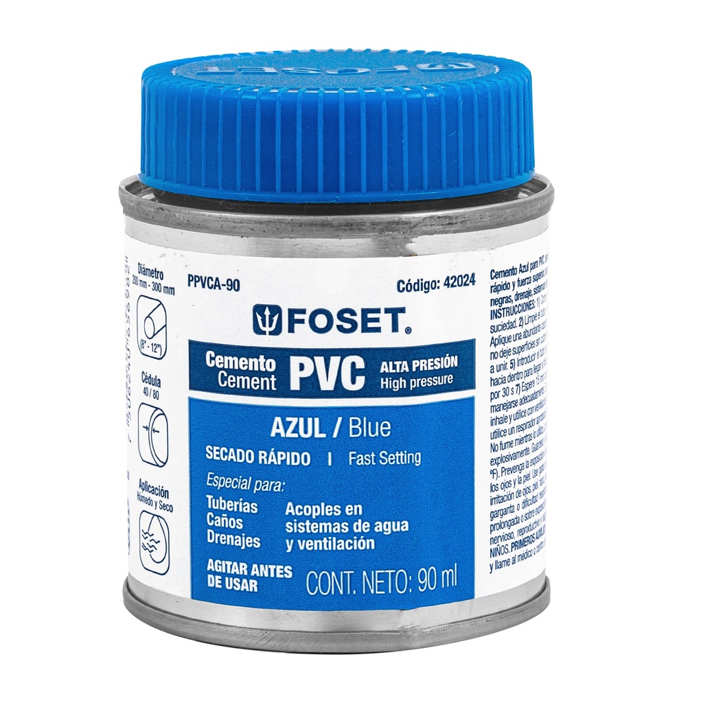 FOSET CEMENTO P/PVC AZUL      BOTE 90ML  PPVCA-90