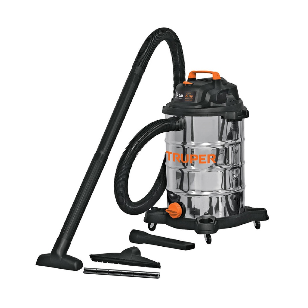 TRUPER ASPIRADORA 16GAL 6HP   AC INOX LIQ-SOL ASP-16X