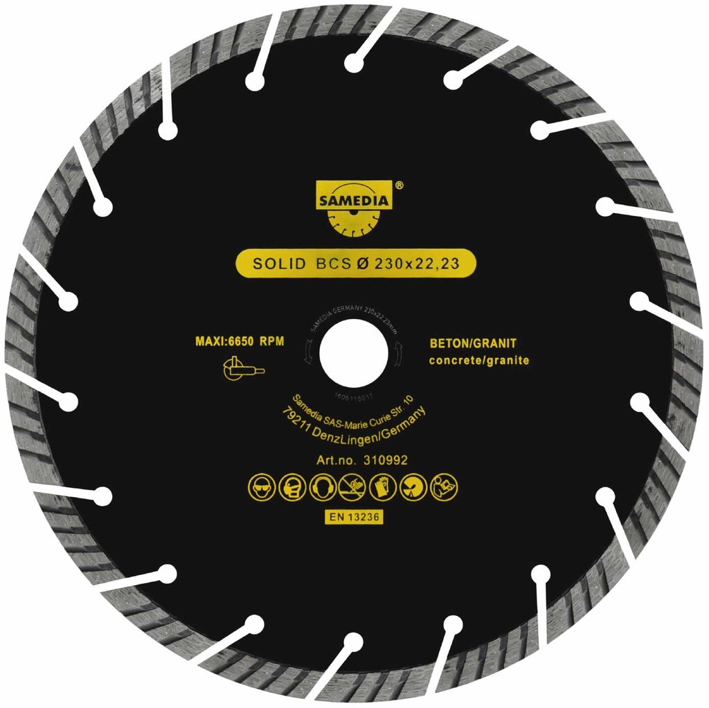 SAMEDIA DISCO DIAM    SEGMENTADO BCS 9" 310992 SOLID