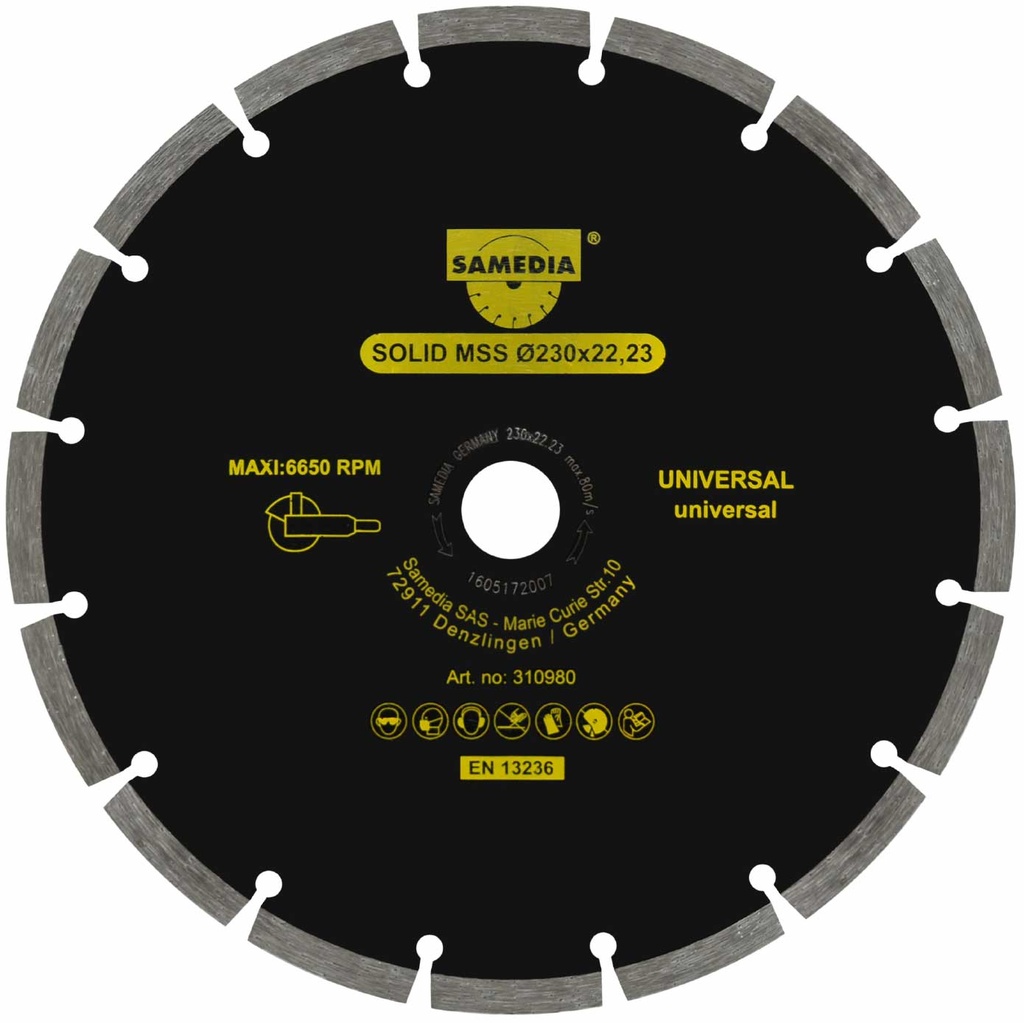 SAMEDIA DISCO DIAM    SEGMENTADO MSS 9" 310980 SOLID