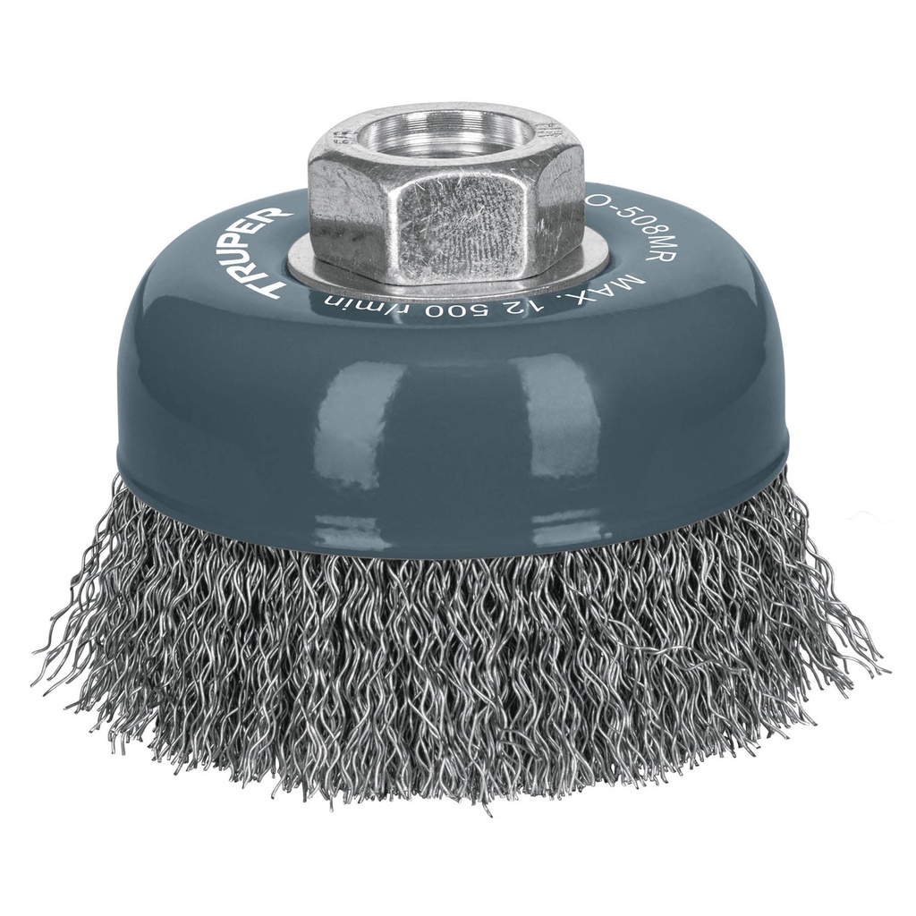 TRUPER CARDA COPA DE ALAMBRE  3" EJE MR ONDULADO FINO