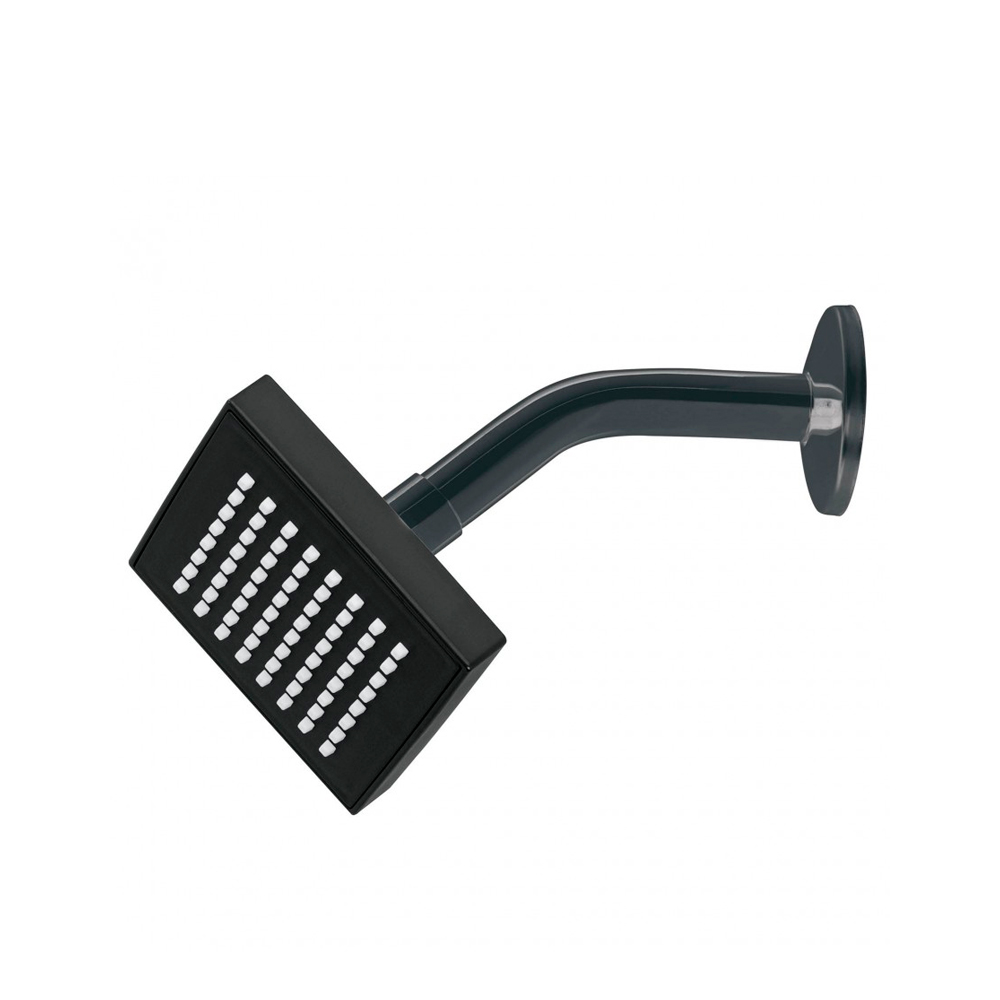 FOSET REGADERA CUADRADA 4"    NEGRO C/BRAZO AQUA R-403M