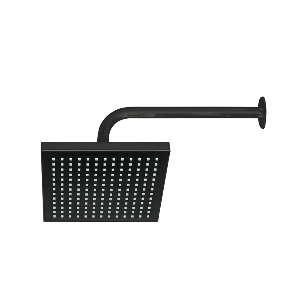 FOSET REGADERA CUADRADA 8"    NEGRO C/BRAZO AQUA R-405M