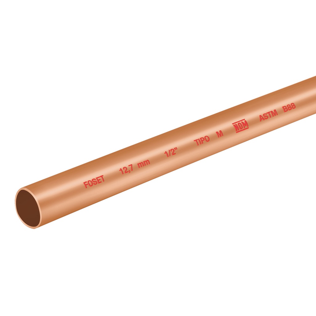 TUBO COBRE RIGIDO T/M         012.7MM1/2" AGUA TR/3M