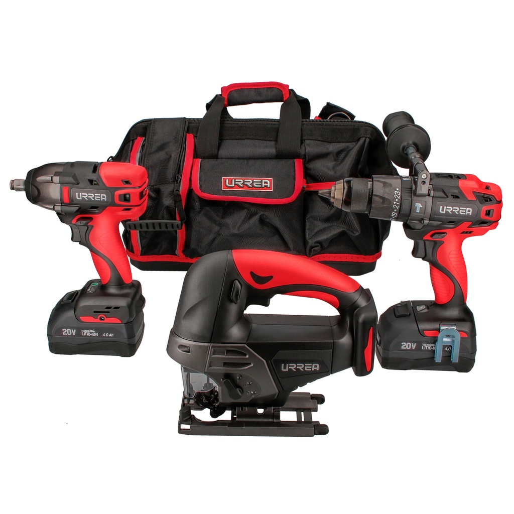 URREA COMBO ROTOMARTILLO+     PISTOLA IM+SIERRA 20V 4PZ JPI0