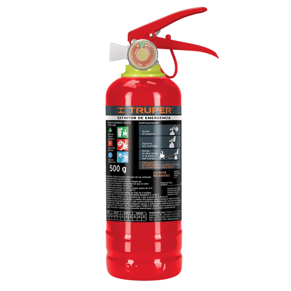 TRUPER EXTINTOR  PORTATIL     500GR RECARG T/ABC EXT-500