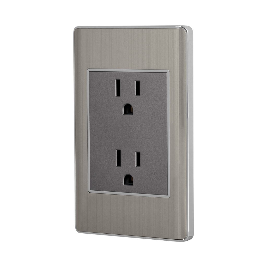 VOLTEK PLACA ARMADA ACERO     INOX 3 MODULOS CONTACTO DUPLEX