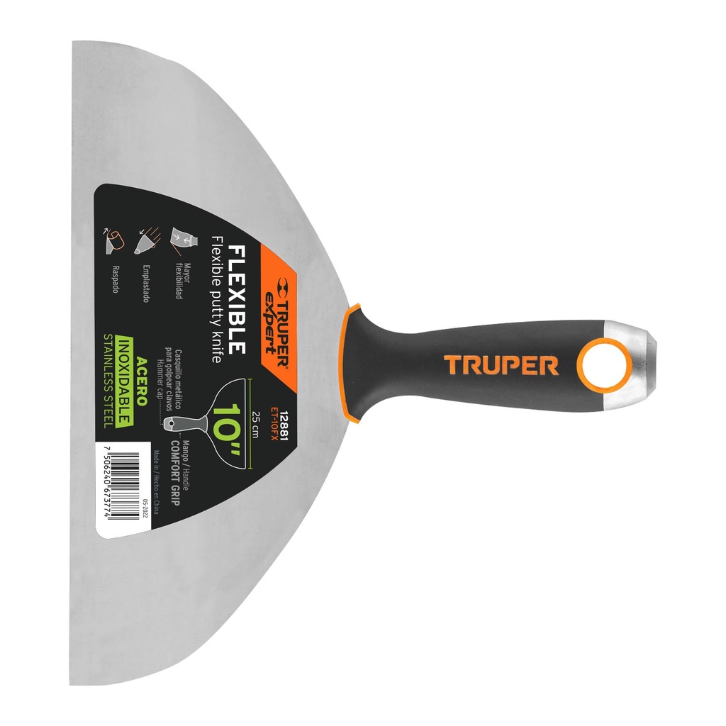 TRUPER ESPATULA  FLEXIBLE     10" ACERO INOX MANGO COMFORT E