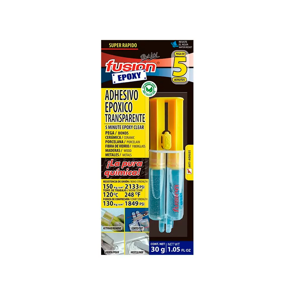 FUSION EPOXI PEGAMENTO LIQ.   5MIN TRANSP JERINGA