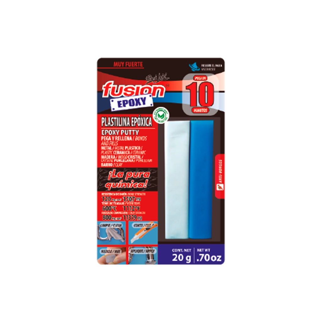 FUSION EPOXI SOLDADOR 10MIN   20GR BARRA SEP U.GRAL PL20E10
