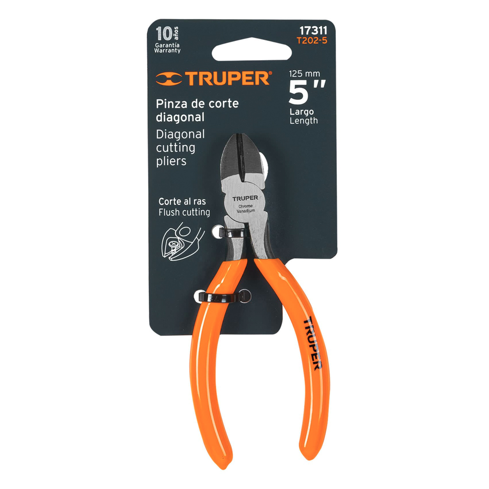 TRUPER PINZA DE CORTE DIAGONAL T-202-5 5" MGO VINIL