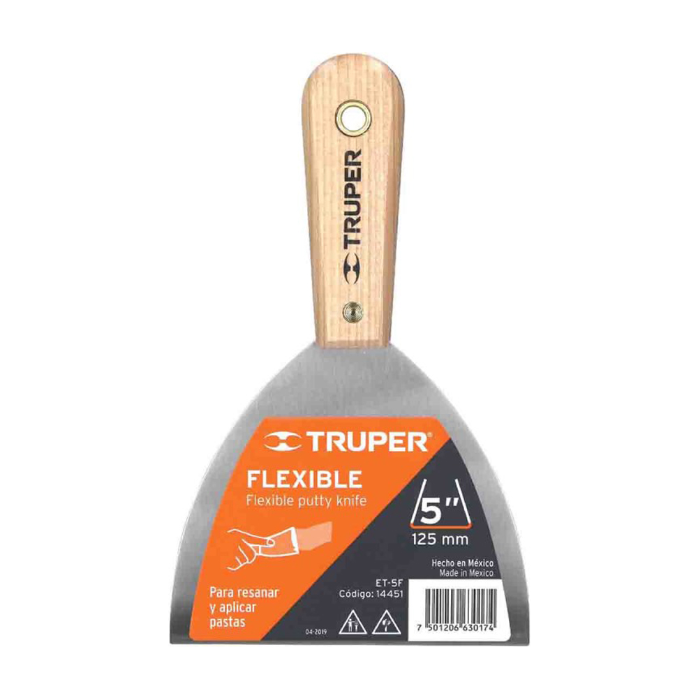 TRUPER ESPATULA ET-5F 5" FLEXIBLE MGO HICKORY HOJA DE ACERO