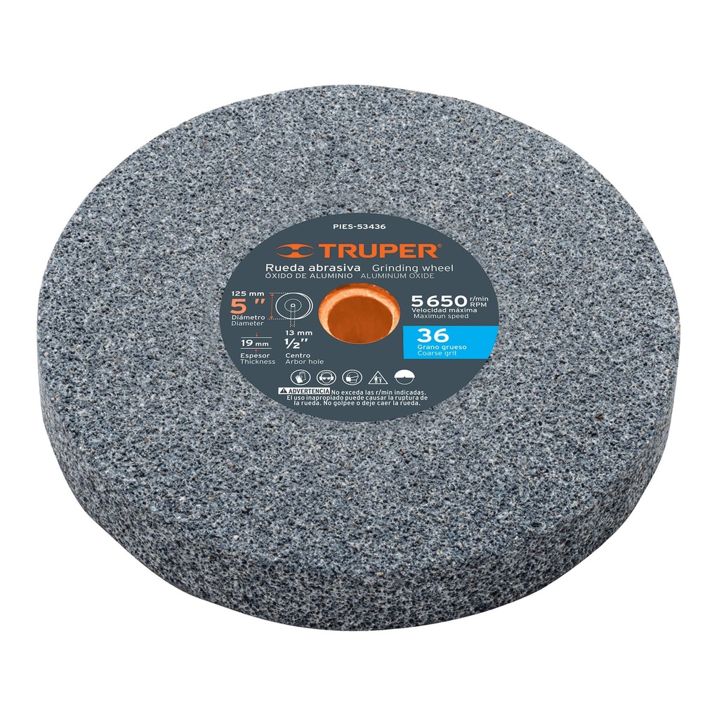 TRUPER PIEDRA PIES-53436 5 GRANO 36P/ESMERIL OXIDO D ALUM