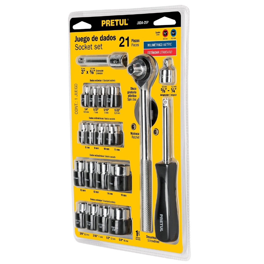 PRETUL AUTOCLE 25PZ 1/4"      3/8" STD-MM P/MECAN JUDA-25P