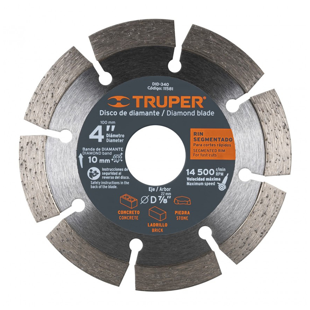 TRUPER DISCO DDT-832D 4" RIN SEGMENTADO CORTES RAPIDOS