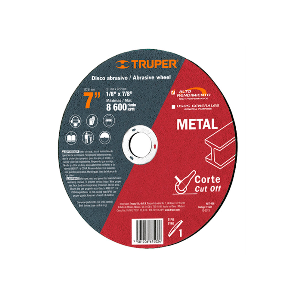 TRUPER DISCO ABT-496 3.2MM 7P/CORTE D METAL