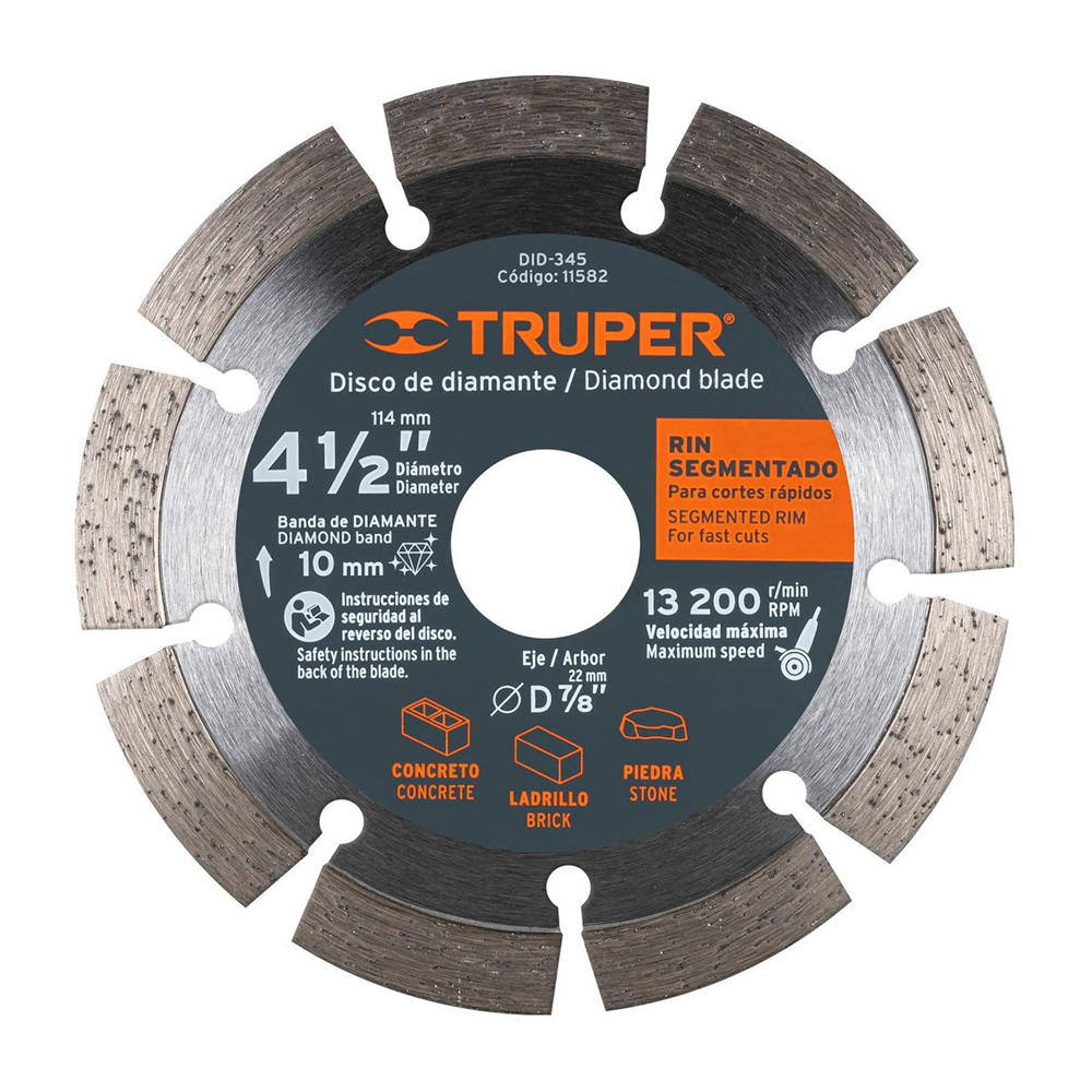 TRUPER DISCO DDT-829D 4 1/2" RIN SEGMENTADO CORTES RAPIDOS