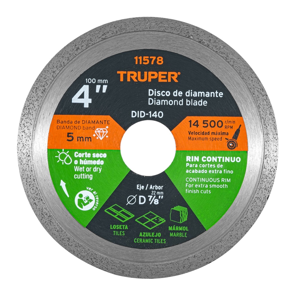 TRUPER DISCO DDT-802C 4" RIN CONTINUO ACABADO FINO