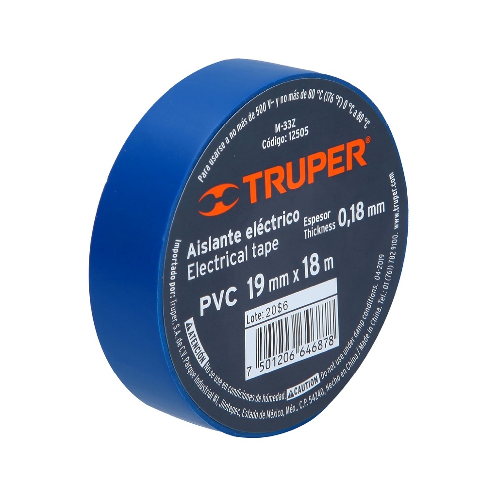 TRUPER CINTA AISLANTE AZUL    3/4"X18M