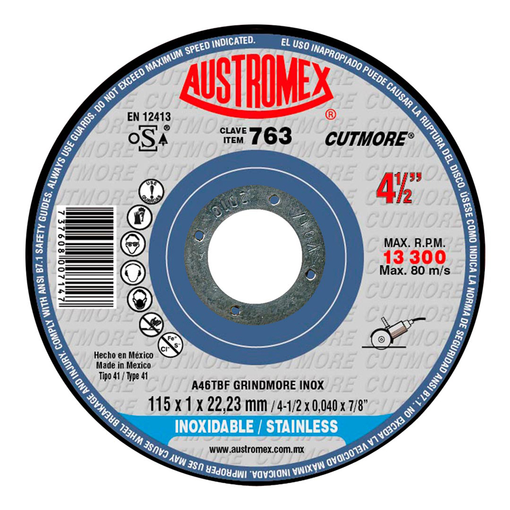 AUSTROMEX DISCO CORTE 763 4-1/2X3/64X7/8 A INOX
