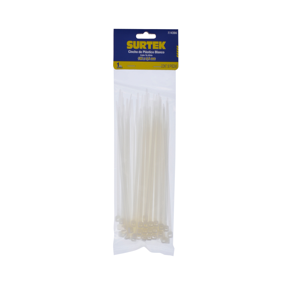 SURTEK CINCHO-COLLARIN 50PZ   NATURAL 4.8X160MM 114206
