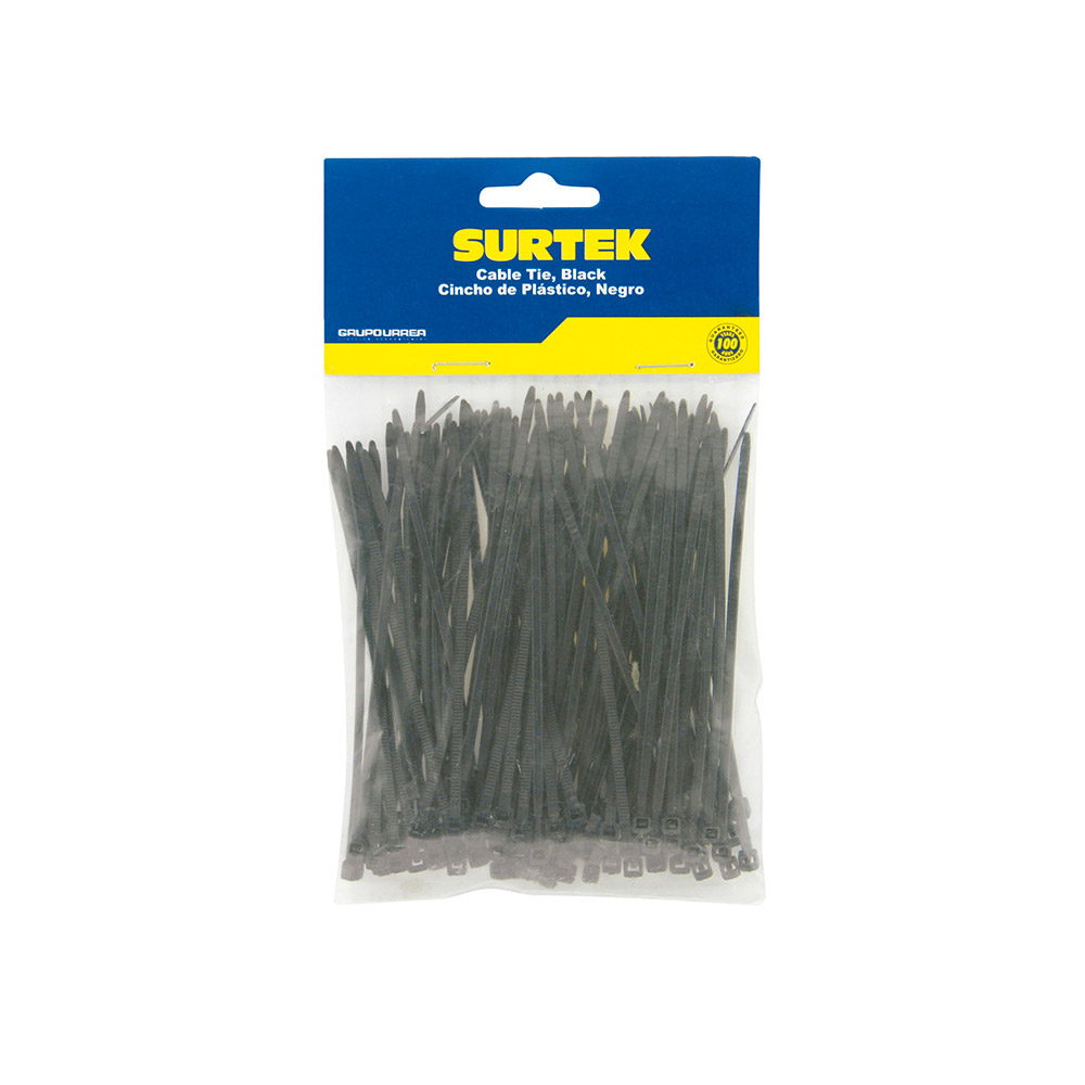 SURTEK CINCHO-COLLARIN 50PZ   NEGRO 3.6X150MM 114205