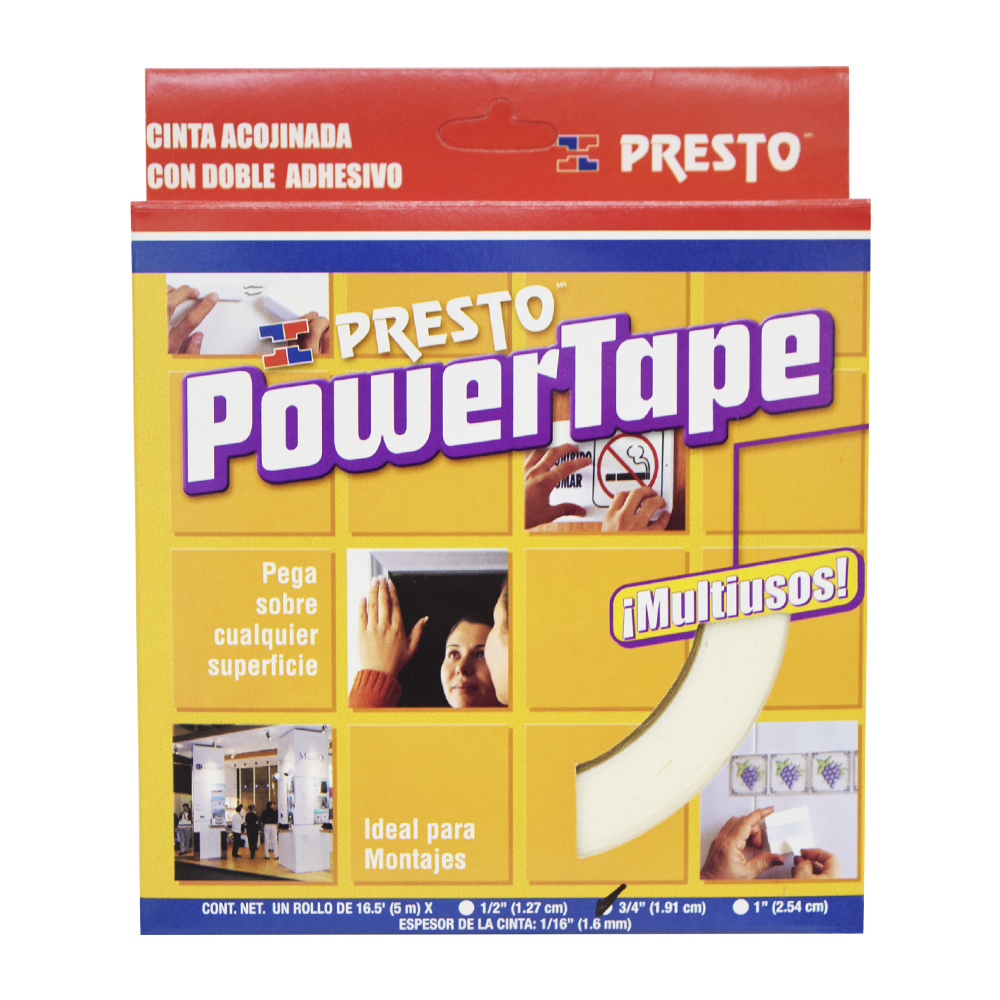PRESTO CINTA DOBLE CARA       3/4"X5.18MT POWER TAPE