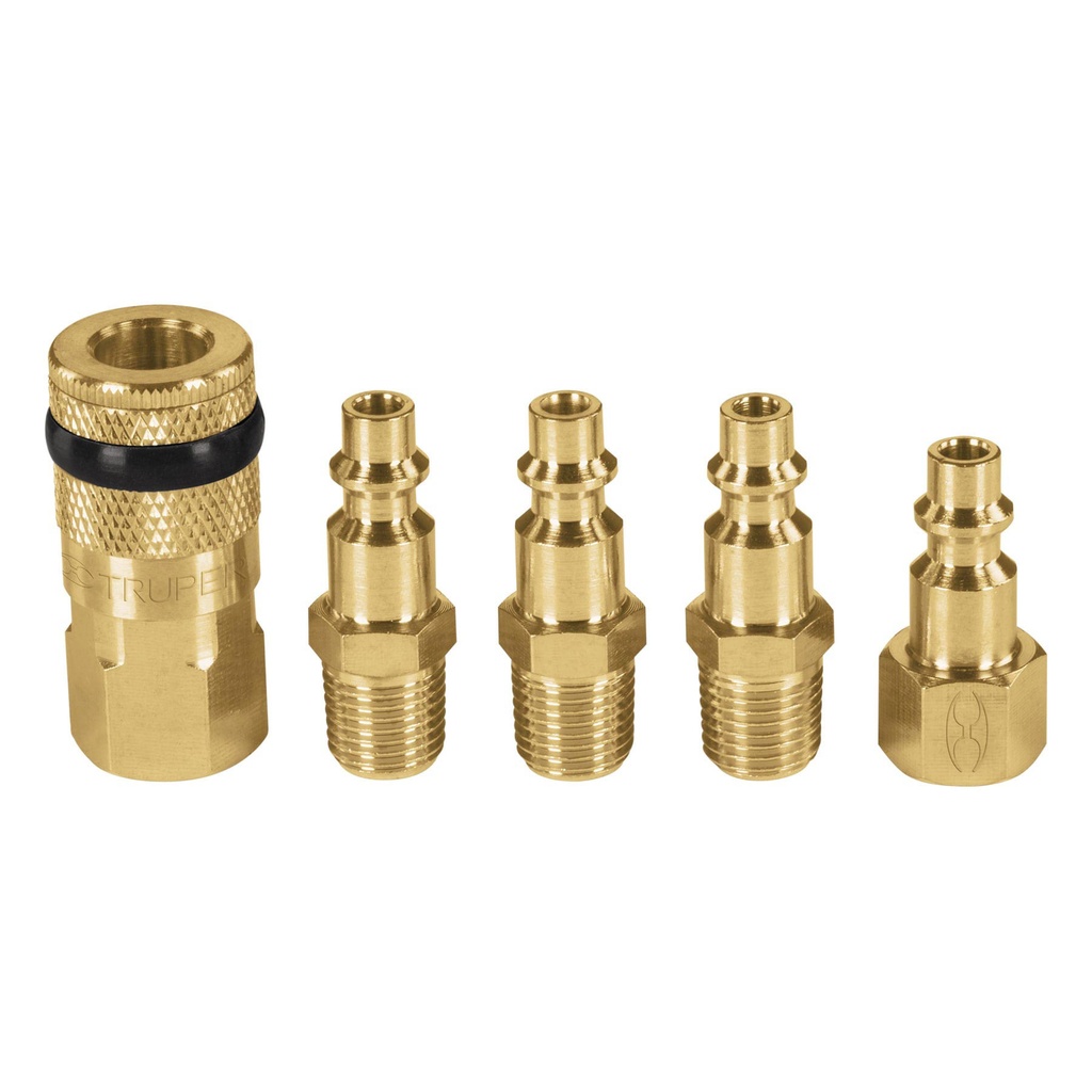 TRUPER JGO CONECTOR Y COPLE   RAPIDO MACHO-HEMB 5PZ LATON