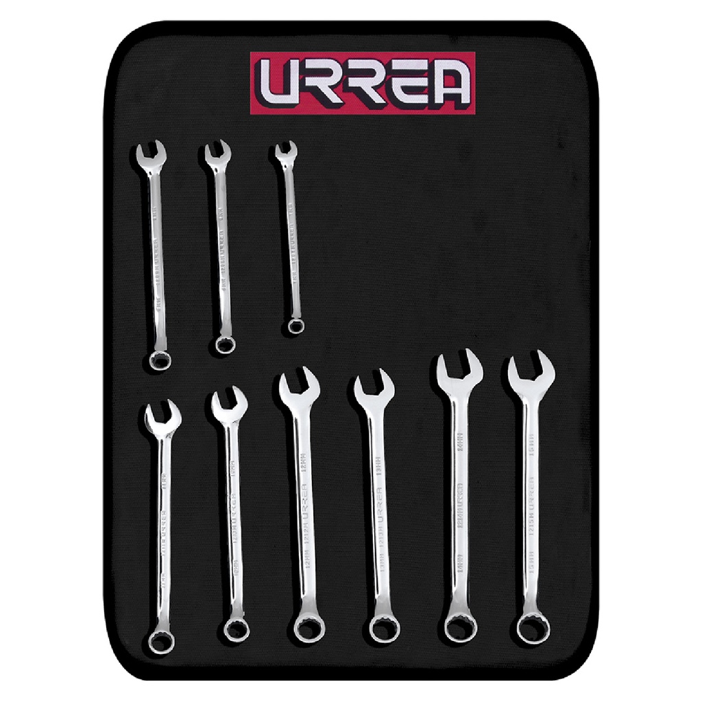 URREA JGO LLAVES COMB MET     12PTAS 9PZ C/RACK