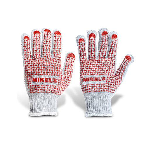 MIKELS GUANTES ALGODÓN        POLIESTER BCO UNIT PUNTO PVC