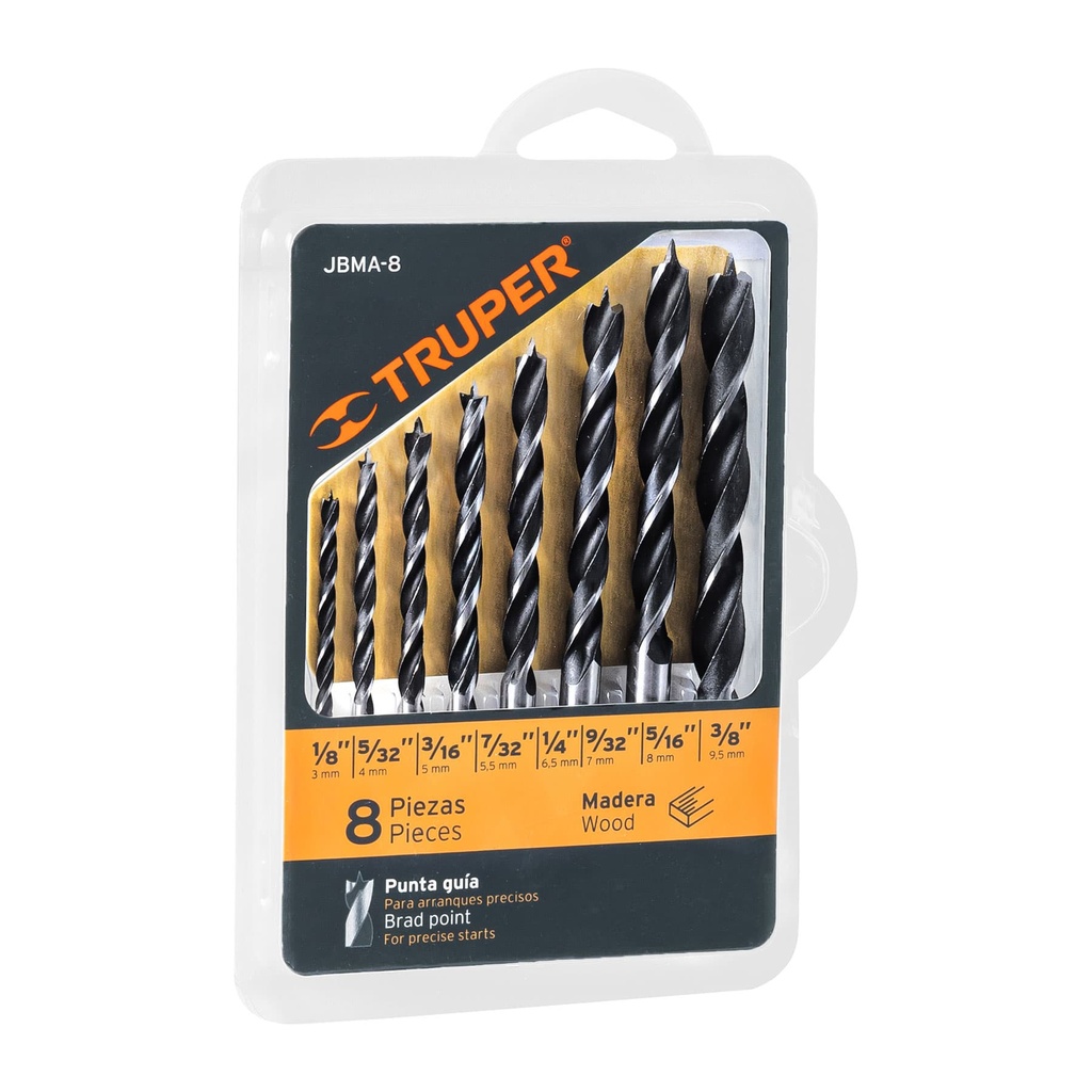 TRUPER JGO BROCAS P/MADERA    8PZ 1/8"-3/8"