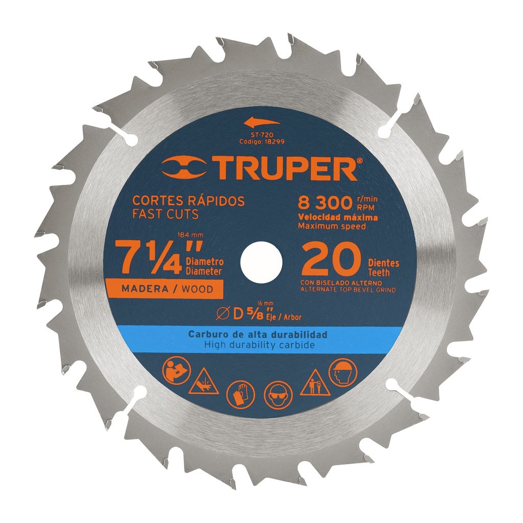 TRUPER DISCO SIERRA CIRCULAR  7-1/4" 20DTESX5/8" ST-720
