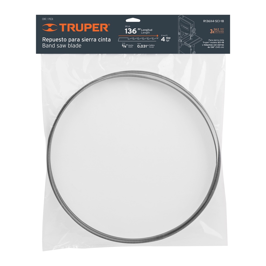 TRUPER SIERRA CINTA R136X4-SCI-18REPUESTO S  136X5/8 4DP