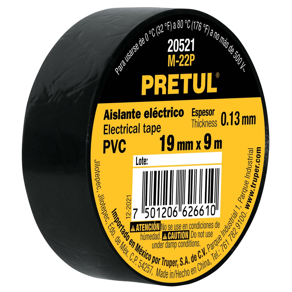 PRETUL CINTA AISLANTE NEGRA   3/4"X9M