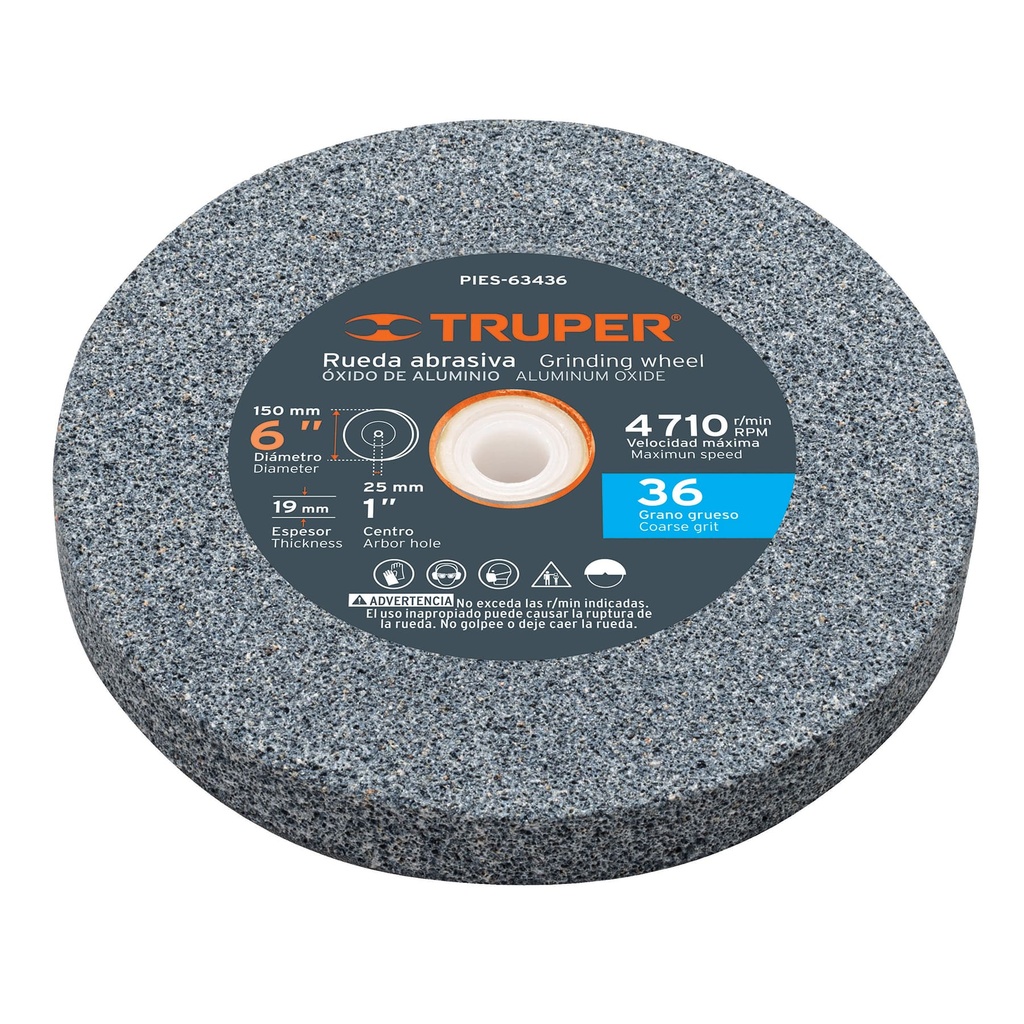 TRUPER PIEDRA PIES-63436 6 GRANO 36P/ESMERIL OXIDO D ALUM