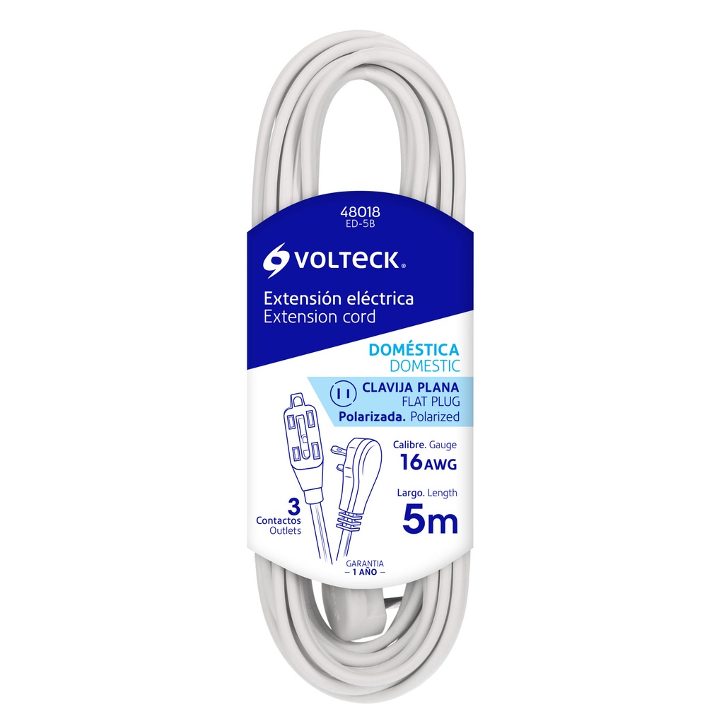 VOLTECH EXTENSION ED-5B 5M VOLTECH ELECTRICA DOMESTICA BLANC