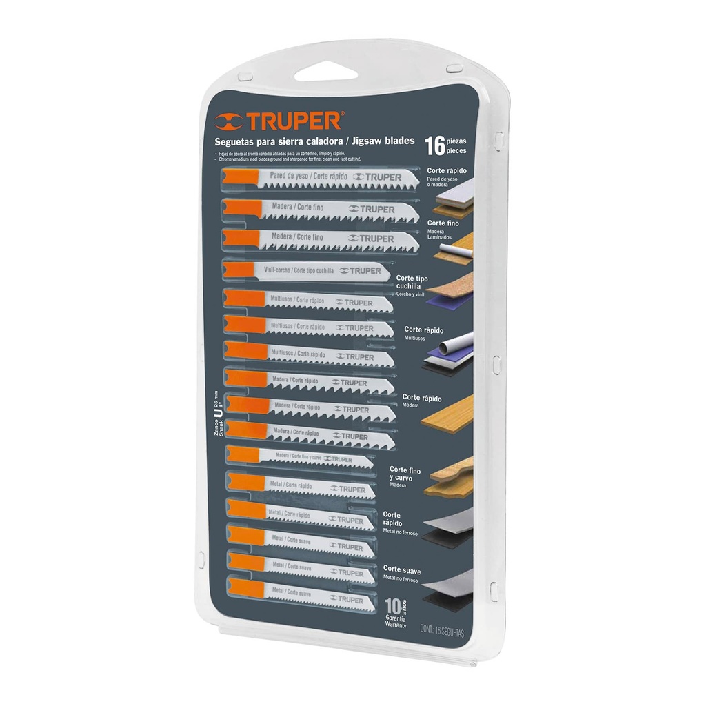 TRUPER SEGUETA ZANCO "U" JSCA-16P/METAL PLAST ALUM 16PZ