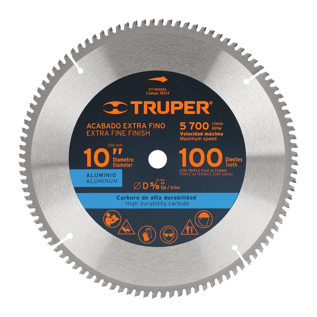 TRUPER SIERRA ST-10100A 10" 100D CENTRO 5/8" P/ALUMINIO