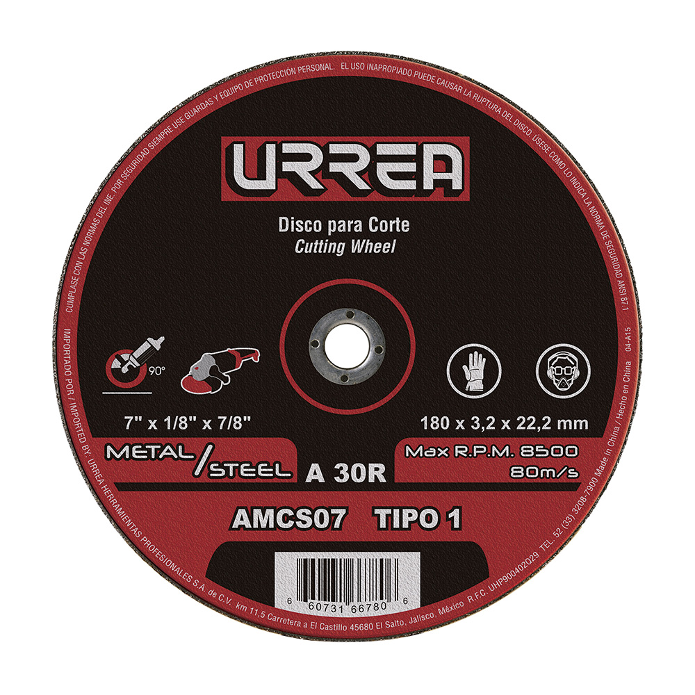 URREA DISCO ABRAS CTE METAL 7" PLANO