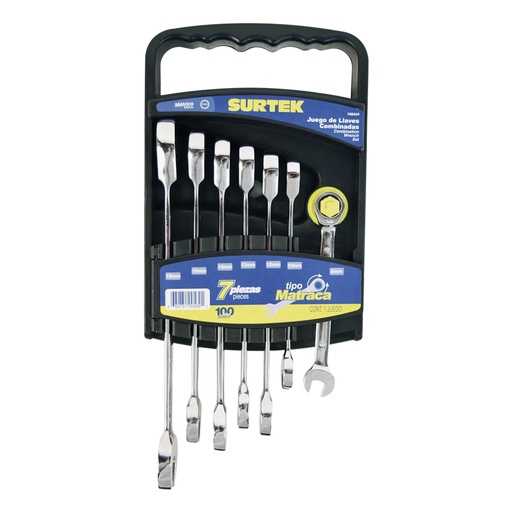 [HC59028] SURTEK JGO 7 LLAVES COMB MATRACA MET